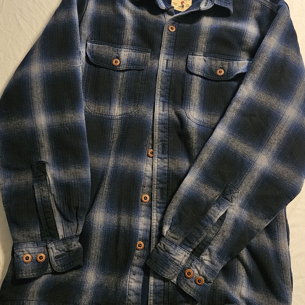 Blue Plaid Button-Up Shirt Jacket